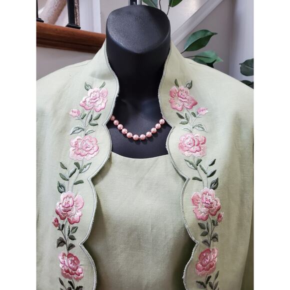 Coldwater Creek Women's Green Single Breasted Blazer, Top & Pant 3 Pcs Suit 8 - Picture 3 of 16